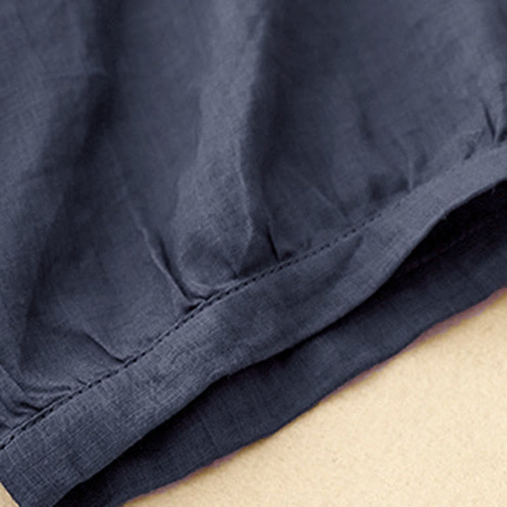 Chemise à manches trois-quarts pour femme, en mélange de matières, avec col rond et boutons, motif Buddha Stones - image 5