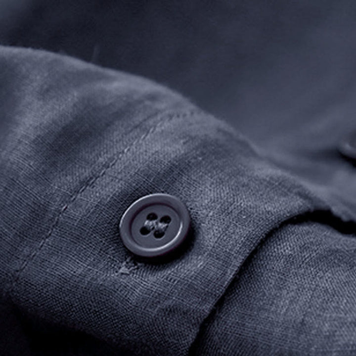 Chemise à manches trois-quarts pour femme, en mélange de matières, avec col rond et boutons, motif Buddha Stones - image 4