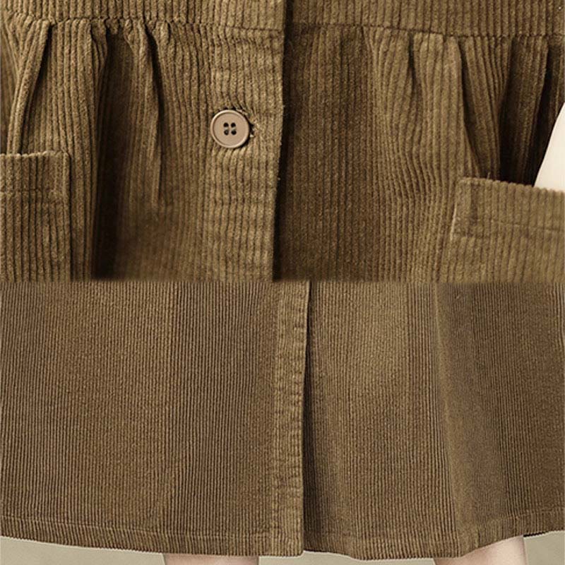 Robe midi sans manches en velours côtelé avec poches, ornée de boutons rétro et de motifs Buddha Stones. - image 18