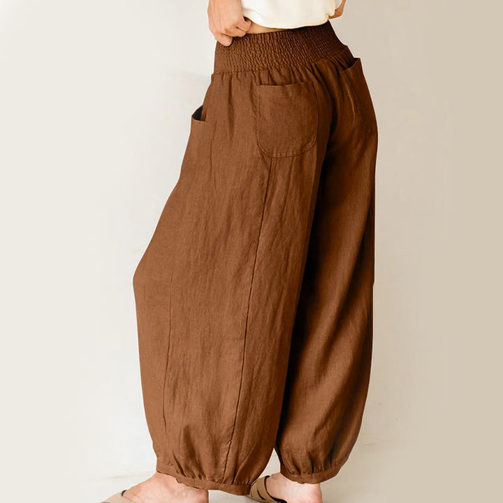 Pantalon sarouel uni pour femme avec poches Buddha Stones - image 8