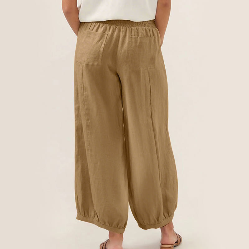 Pantalon harem femme en coton uni couleur Buddha Stones avec poches - image 13