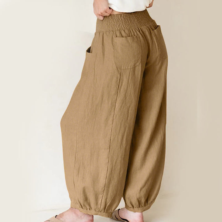 Pantalon harem femme en coton uni couleur Buddha Stones avec poches - image 12