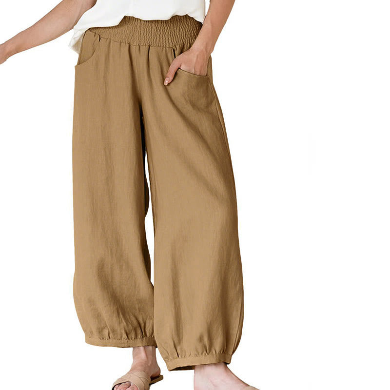 Pantalon harem femme en coton uni couleur Buddha Stones avec poches - BurlyWood - US16，UK/AU20，EU48 (3XL) - image 10
