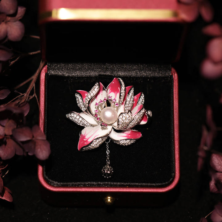Buddha Stones Broche en cuivre Fleur de lotus et perle, symbole de nouveau départ - image 4