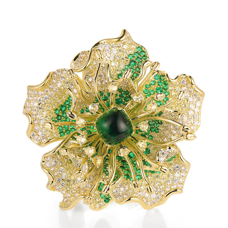 Buddha Stones Broche en cuivre à motif pivoine, symbole de prospérité - image 10