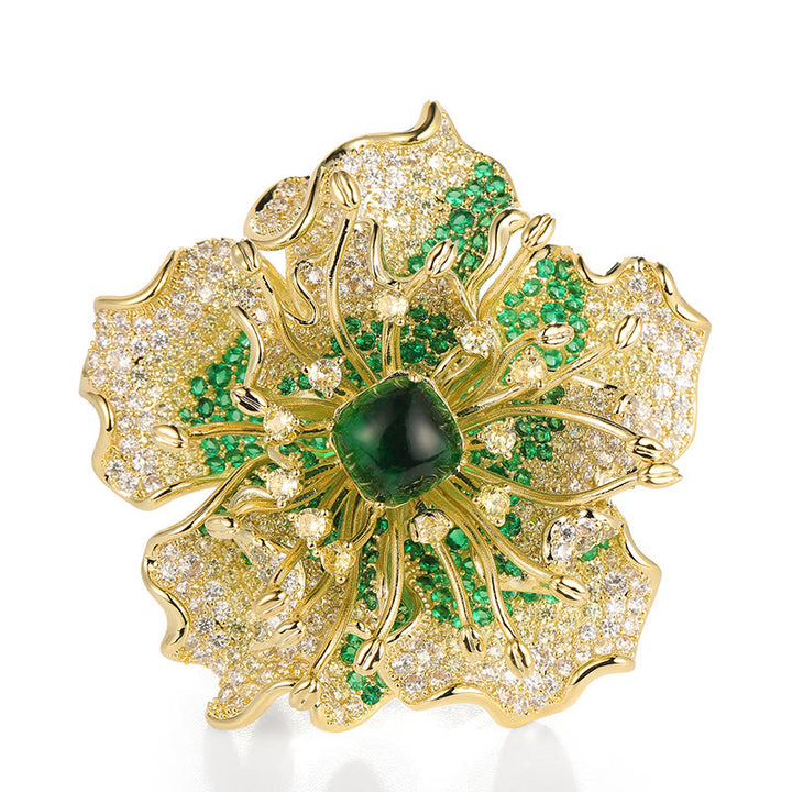 Buddha Stones Broche en cuivre à motif pivoine, symbole de prospérité - image 10