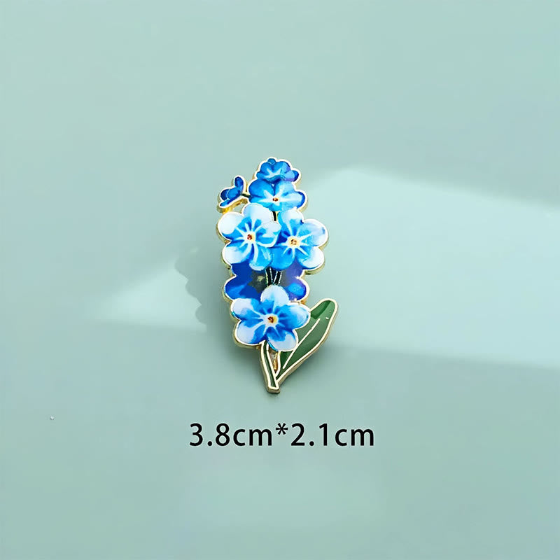 Buddha Stones Broche en cuivre représentant un petit myosotis, un coquelicot, du muguet, un hortensia et un lupin. - image 4