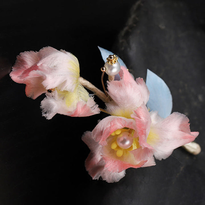 Buddha Stones Broche de protection en soie artisanale ornée d'un iris rose - image 6