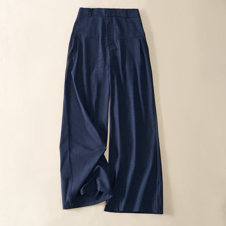 Buddha Stones Pantalon large en coton pour femme, avec fermeture éclair simple et poches - image 3