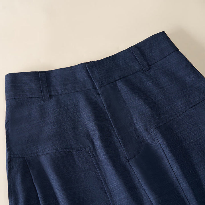 Buddha Stones Pantalon large en coton pour femme, avec fermeture éclair simple et poches - image 4