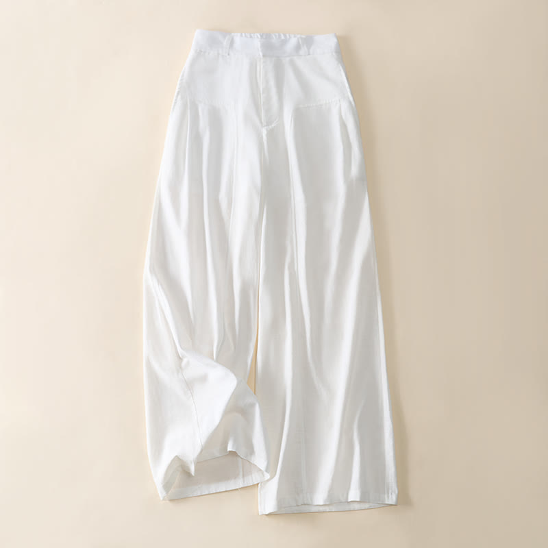 Buddha Stones Pantalon large en coton pour femme, avec fermeture éclair simple et poches - image 12