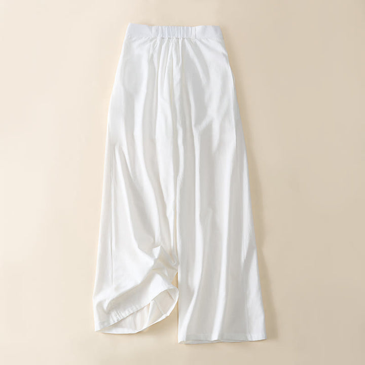 Buddha Stones Pantalon large en coton pour femme, avec fermeture éclair simple et poches - Blanc - US8-10，UK/AU12-14，EU40-42 (2XL) - image 11