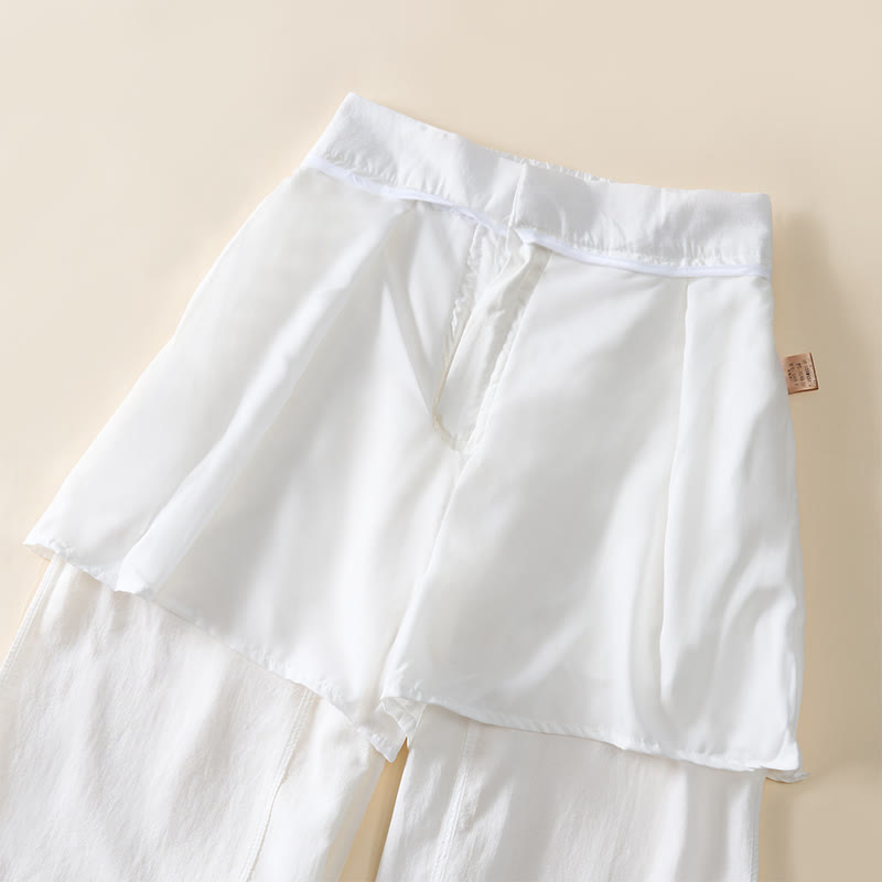 Buddha Stones Pantalon large en coton pour femme, avec fermeture éclair simple et poches - image 13