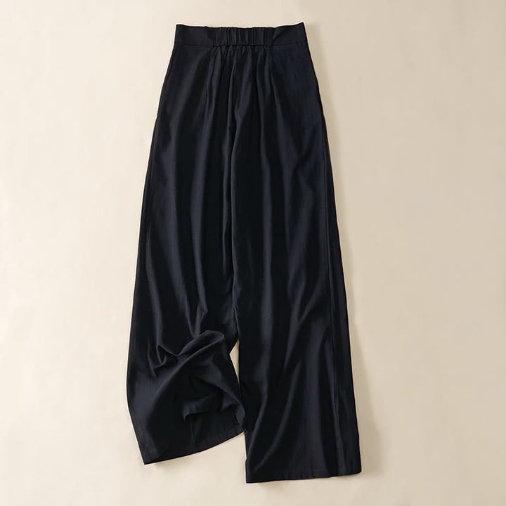 Buddha Stones Pantalon large en coton pour femme, avec fermeture éclair simple et poches - image 10