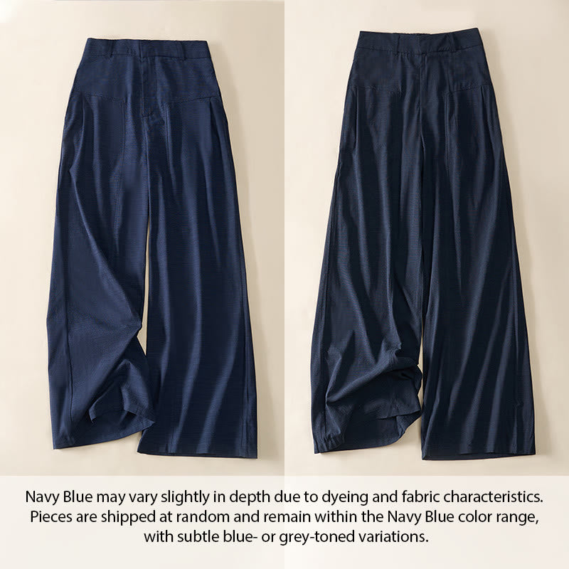 Buddha Stones Pantalon large en coton pour femme, avec fermeture éclair simple et poches - image 2