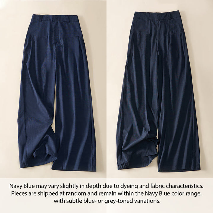 Buddha Stones Pantalon large en coton pour femme, avec fermeture éclair simple et poches - image 2