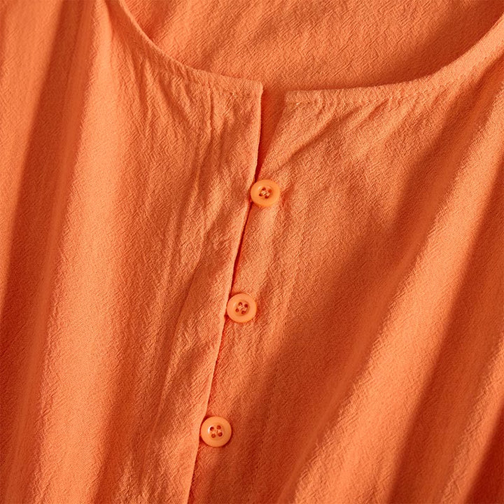 Robe midi femme à manches courtes et poches, ornée de broderies géométriques en forme de Buddha Stones - image 12