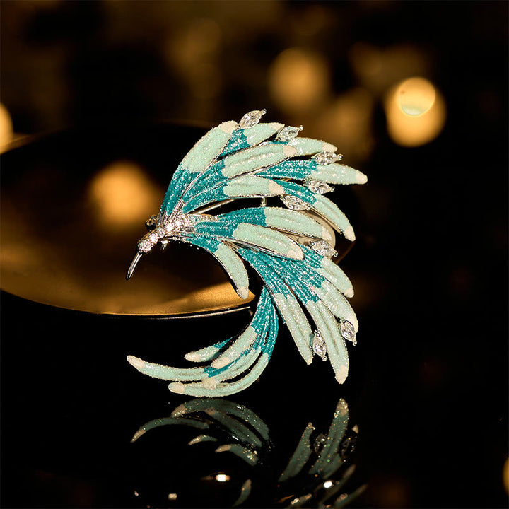 Buddha Stones Broche en cuivre Phénix Feather Strength - Phénix bleu, environ 4,5 x 4,4 cm - image 6