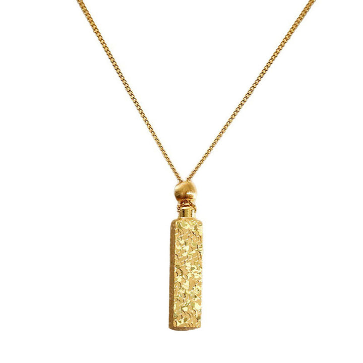 Buddha Stones Collier pendentif porte-bonheur en chaîne de cuivre texturée rectangulaire - image 8