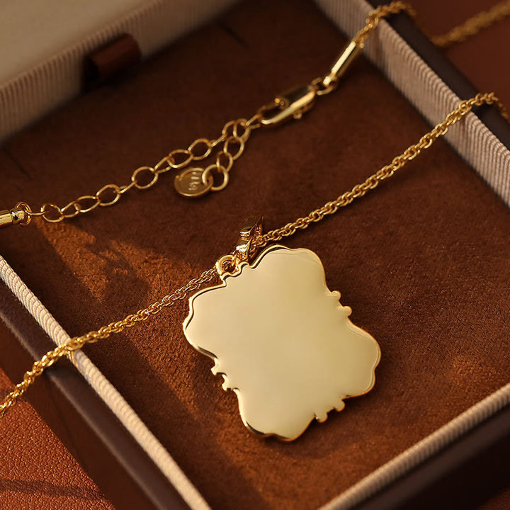 Buddha Stones Collier pendentif en cuivre et perles, peint à l'huile, représentant une fleur et un tableau de guérison. - image 4