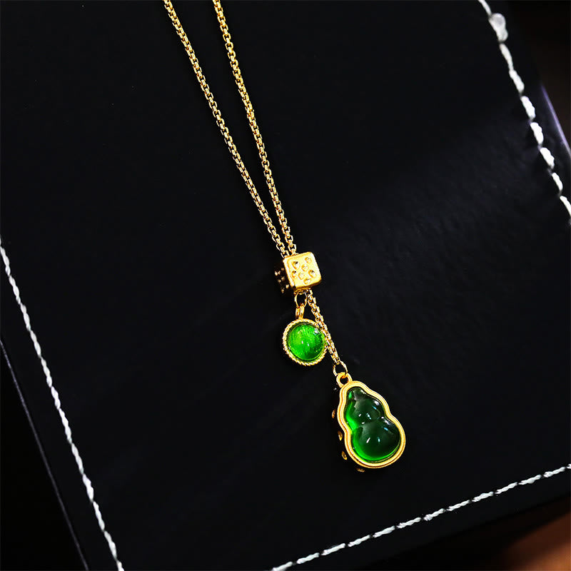 Buddha Stones Pendentif porte-bonheur en agate verte incrustée de cuivre, orné d'un agate incrusté de cuivre. - Gourde (Dimensions du pendentif : environ 2,3 x 1 cm) - image 1