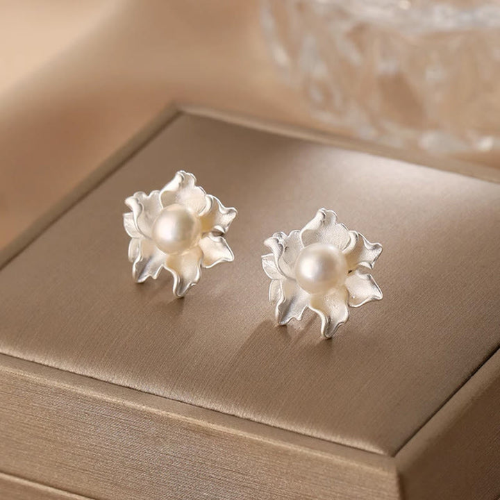 Buddha Stones Boucles d'oreilles puces en cuivre et perles naturelles, motif fleur guérissante - image 2
