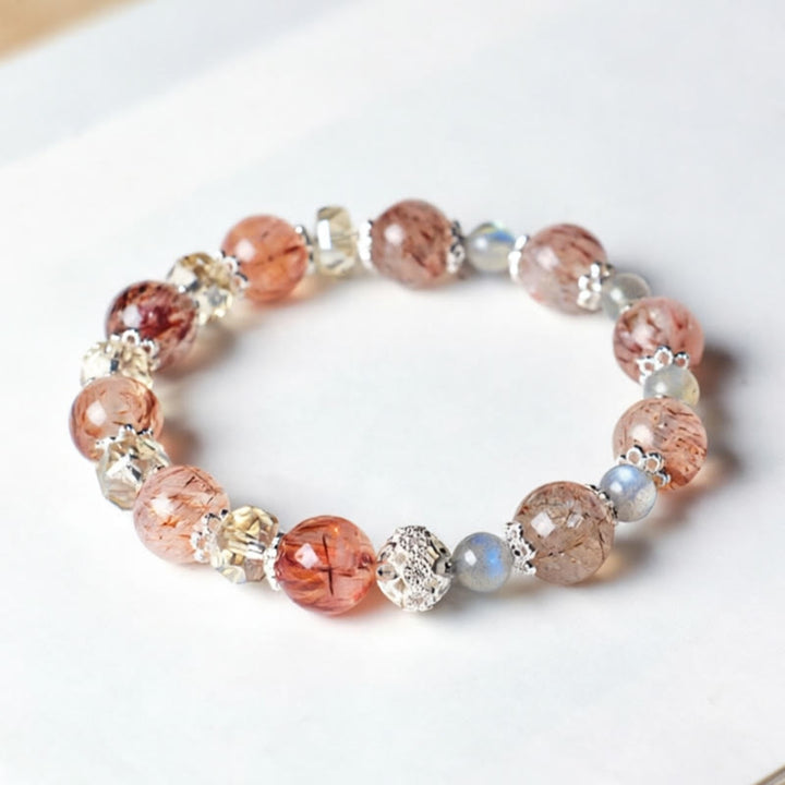 Buddha Stones Bracelet de paix en perles facettées étincelantes en cristal Super Seven d'aigue-marine naturelle - image 7