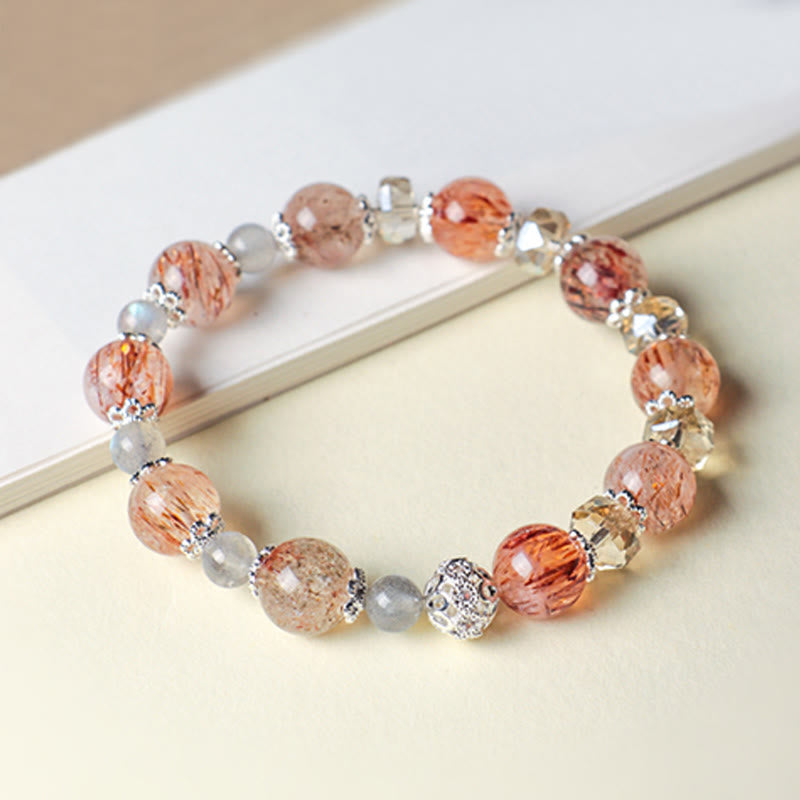 Buddha Stones Bracelet de paix en perles facettées étincelantes en cristal Super Seven d'aigue-marine naturelle - image 6