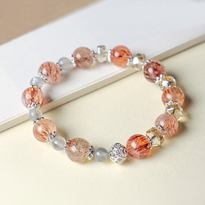 Buddha Stones Bracelet de paix en perles facettées étincelantes en cristal Super Seven d'aigue-marine naturelle - image 6