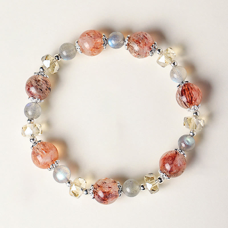 Buddha Stones Bracelet de paix en perles facettées étincelantes en cristal Super Seven d'aigue-marine naturelle - Perle en cuivre Super Seven Crystal de 10 mm (Tour de poignet : 14-15 cm) - image 9