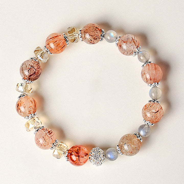 Buddha Stones Bracelet de paix en perles facettées étincelantes en cristal Super Seven d'aigue-marine naturelle - Cristal Super Seven 10 mm (Tour de poignet : 14-15 cm) - image 4