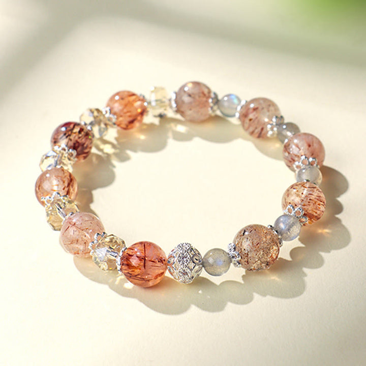 Buddha Stones Bracelet de paix en perles facettées étincelantes en cristal Super Seven d'aigue-marine naturelle - image 5
