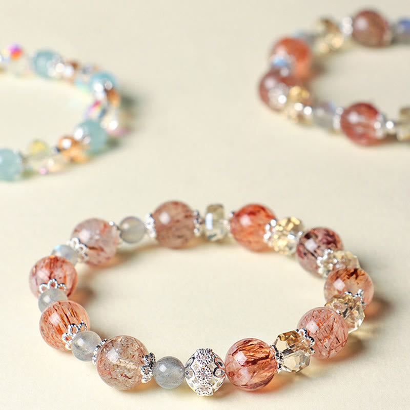 Buddha Stones Bracelet de paix en perles facettées étincelantes en cristal Super Seven d'aigue-marine naturelle - image 11
