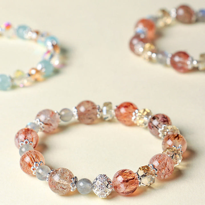 Buddha Stones Bracelet de paix en perles facettées étincelantes en cristal Super Seven d'aigue-marine naturelle - image 11