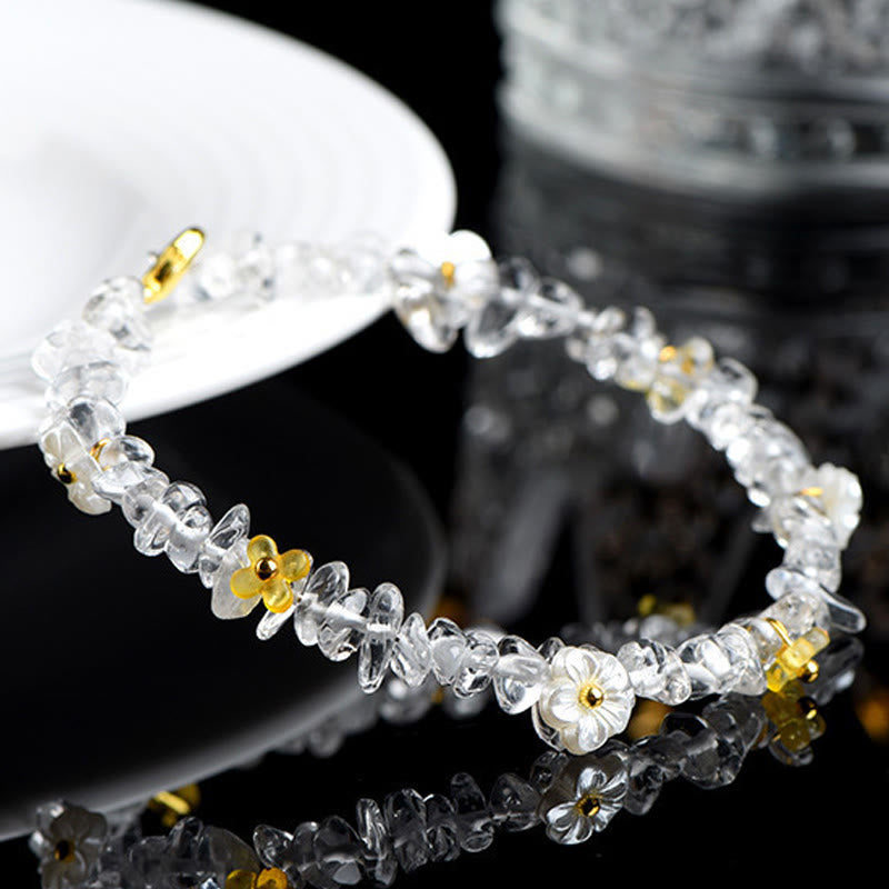 Buddha Stones Bracelet Sérénité en aigue-marine naturelle, péridot, quartz fraise et divers cristaux - image 32