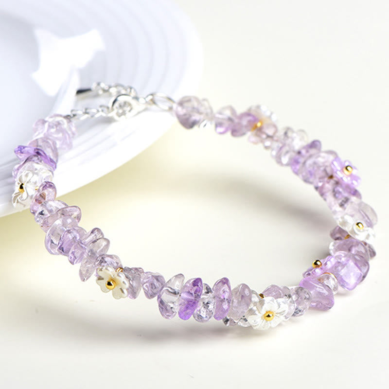Buddha Stones Bracelet Sérénité en aigue-marine naturelle, péridot, quartz fraise et divers cristaux - image 43