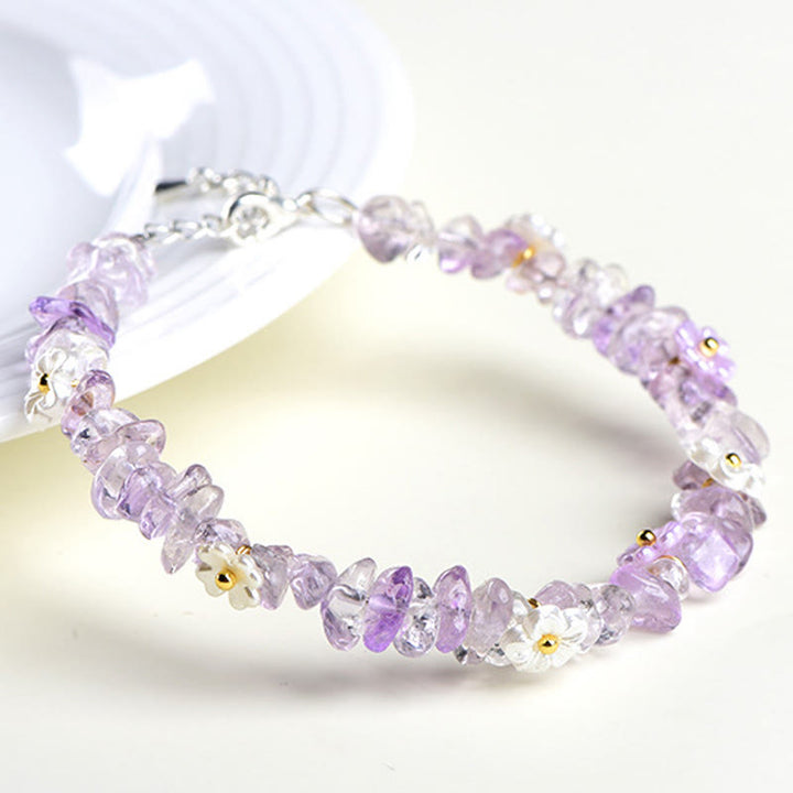 Buddha Stones Bracelet Sérénité en aigue-marine naturelle, péridot, quartz fraise et divers cristaux - image 43