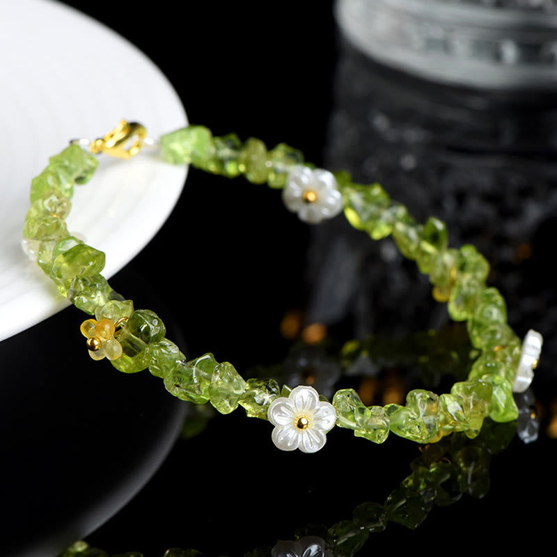Buddha Stones Bracelet Sérénité en aigue-marine naturelle, péridot, quartz fraise et divers cristaux - image 14