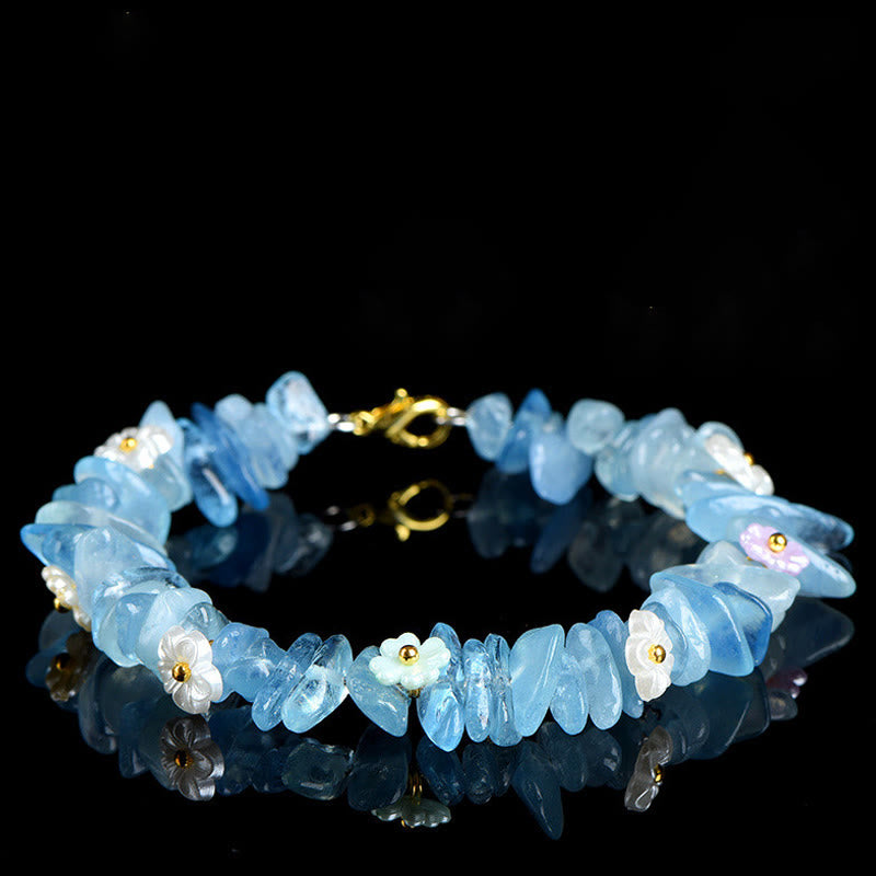 Buddha Stones Bracelet Sérénité en aigue-marine naturelle, péridot, quartz fraise et divers cristaux - Aigue-marine (Tour de poignet : 14-15 cm) - image 6