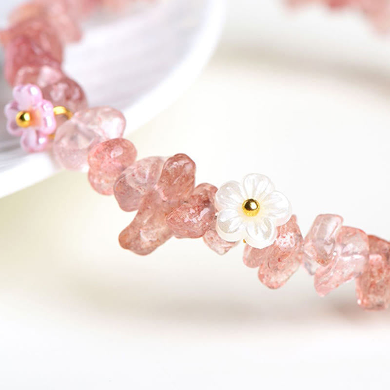 Buddha Stones Bracelet Sérénité en aigue-marine naturelle, péridot, quartz fraise et divers cristaux - image 39