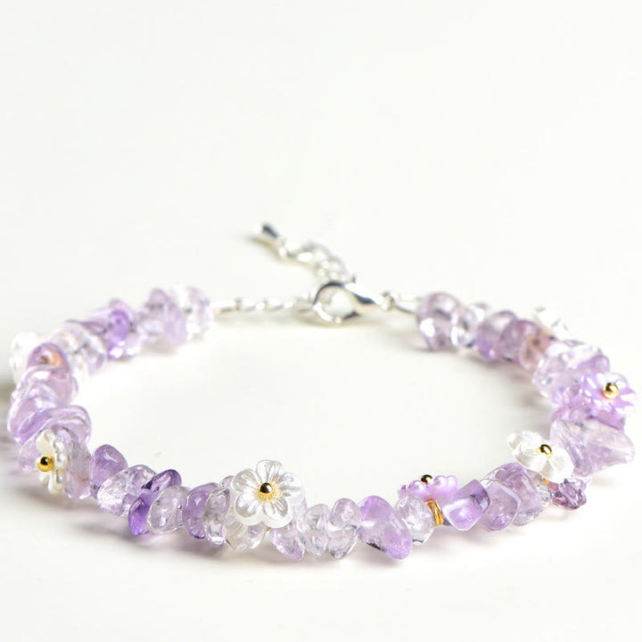 Buddha Stones Bracelet Sérénité en aigue-marine naturelle, péridot, quartz fraise et divers cristaux - Améthyste (Tour de poignet : 15-20 cm) - image 41