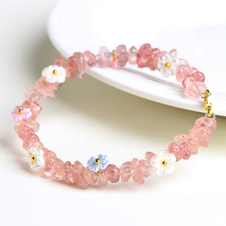 Buddha Stones Bracelet Sérénité en aigue-marine naturelle, péridot, quartz fraise et divers cristaux - image 38