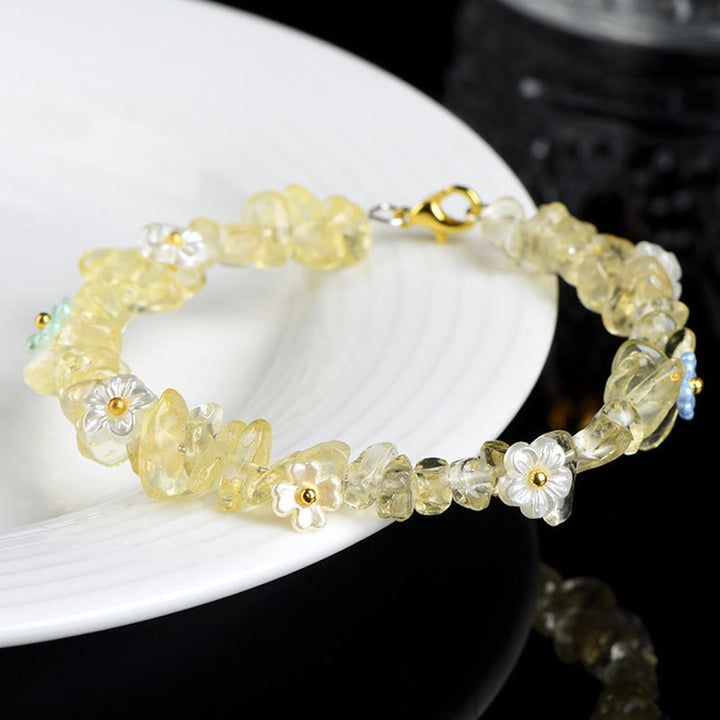 Buddha Stones Bracelet Sérénité en aigue-marine naturelle, péridot, quartz fraise et divers cristaux - image 18