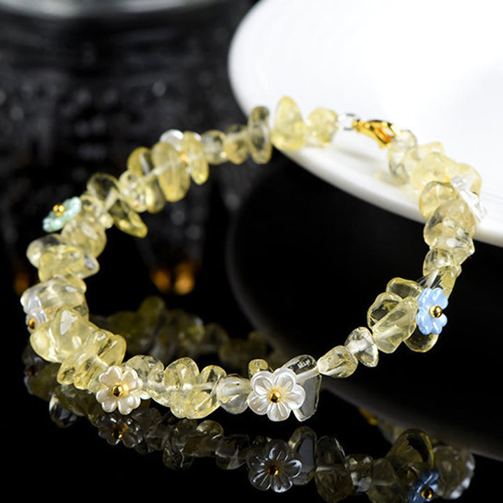 Buddha Stones Bracelet Sérénité en aigue-marine naturelle, péridot, quartz fraise et divers cristaux - image 19
