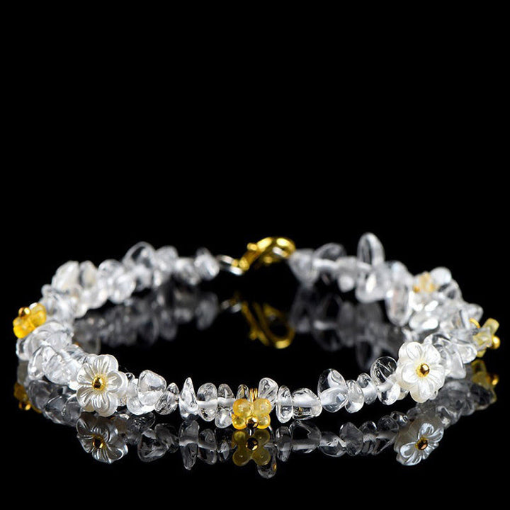 Buddha Stones Bracelet Sérénité en aigue-marine naturelle, péridot, quartz fraise et divers cristaux - Cristal blanc (Tour de poignet : 14-15 cm) - image 29