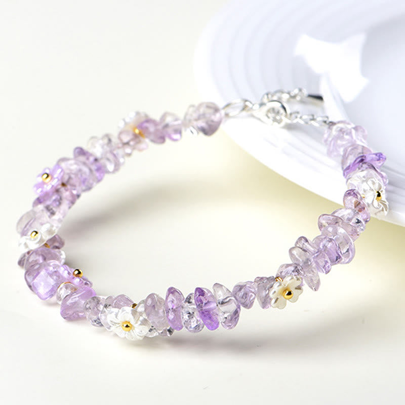 Buddha Stones Bracelet Sérénité en aigue-marine naturelle, péridot, quartz fraise et divers cristaux - image 42