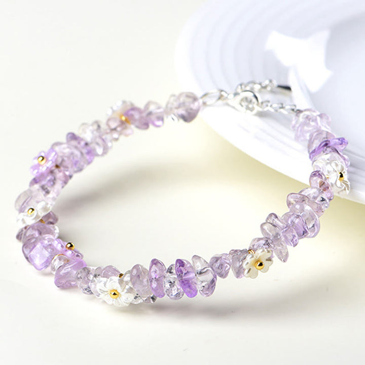 Buddha Stones Bracelet Sérénité en aigue-marine naturelle, péridot, quartz fraise et divers cristaux - image 42