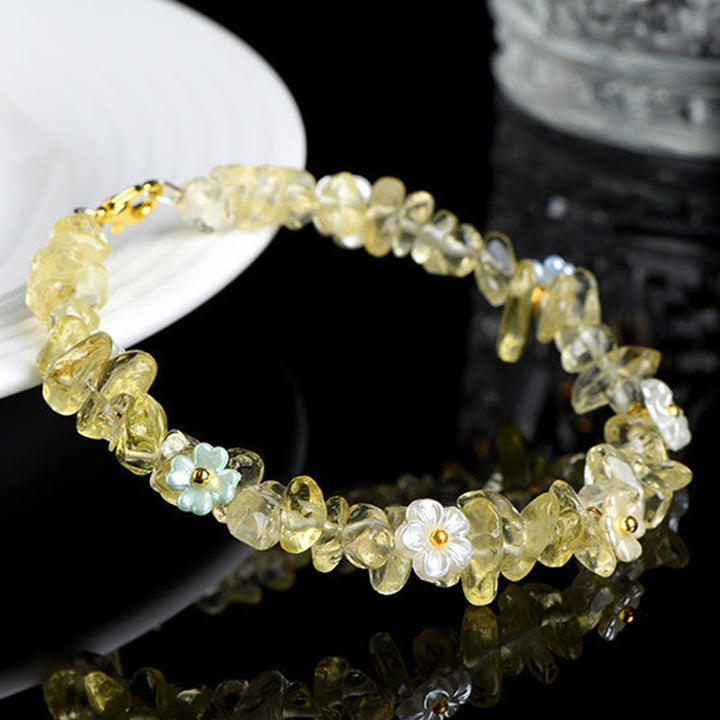 Buddha Stones Bracelet Sérénité en aigue-marine naturelle, péridot, quartz fraise et divers cristaux - image 20