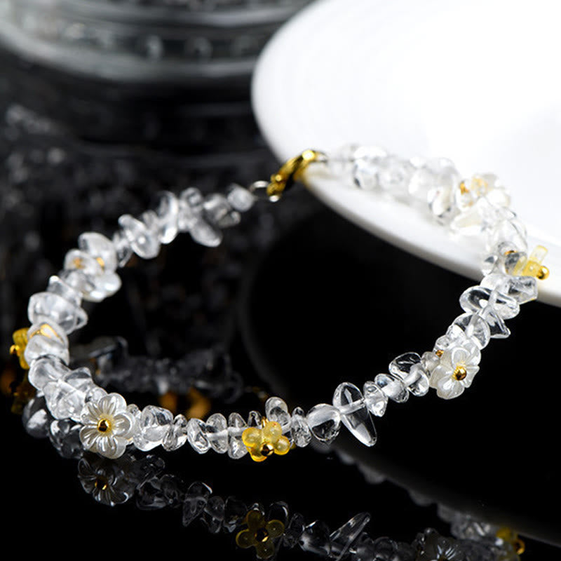 Buddha Stones Bracelet Sérénité en aigue-marine naturelle, péridot, quartz fraise et divers cristaux - image 30