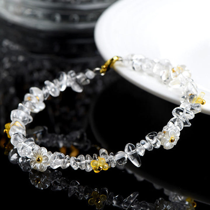 Buddha Stones Bracelet Sérénité en aigue-marine naturelle, péridot, quartz fraise et divers cristaux - image 30